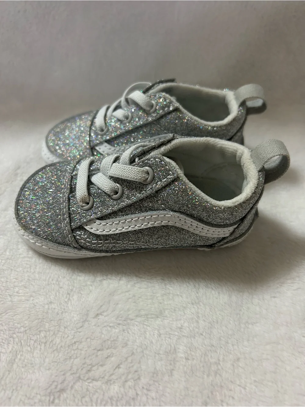 Vans Old Skool Crib 'Silver Glitter' Size 4.0